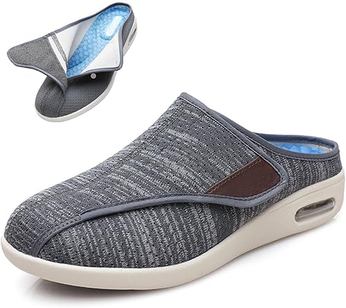 Miniatura 22 de bumuam Zapatos para diabéticos para hombre, zapatos anchos ajustables, ligeros, antideslizantes, ortopédicos, para caminar, artritis, pies