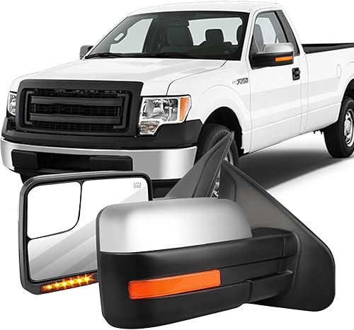 Miniatura 15 de OCPTY Espejo de remolque para 2007 2008 2009 2010 2011 2012 2013 2014 para Ford para camioneta F-150 Pickup Camión Remolque Espejos Par Par Potencia