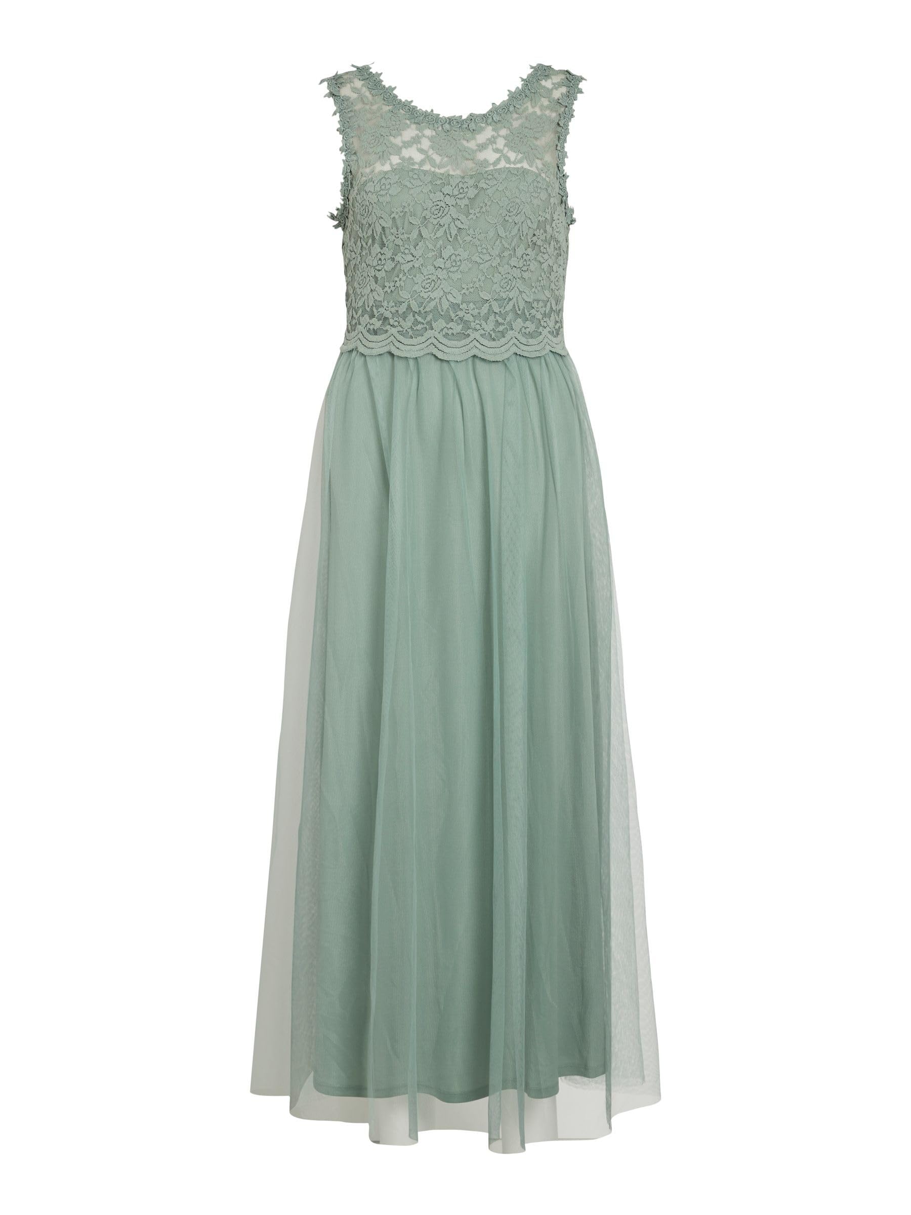 Vila Women's Vilynnea Maxi Dress-Noos Dress, Green milieu/Detail: Elastic, 16