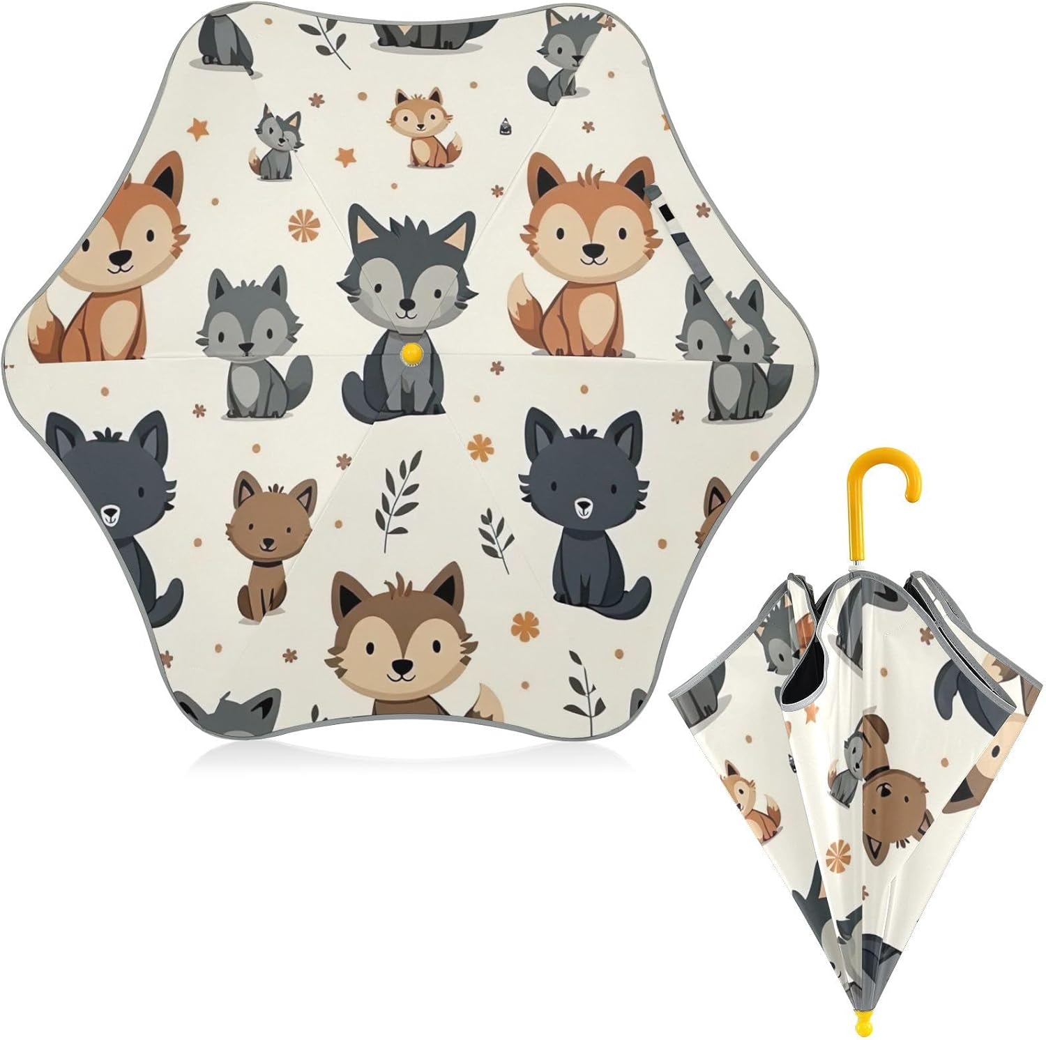 ODAWA Dog Paws Kids Umbrellas Classic Umbrella with Hook Handle Umbrella for Toddler Boys Girls