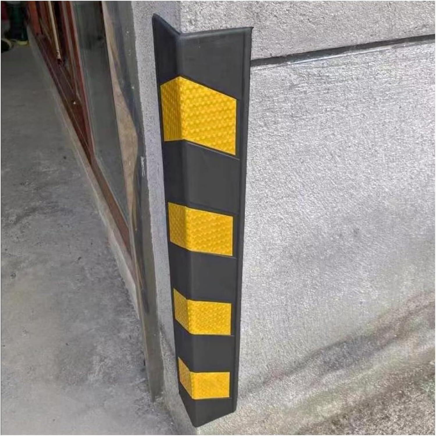 Tianqihao Yellow Garage Column Protector Wall Corner Guard For Parking Garages, Reflective Wall Corner Protector With Strips, L-Shape Rubber Column To Protect Parking,-5Pcs-8