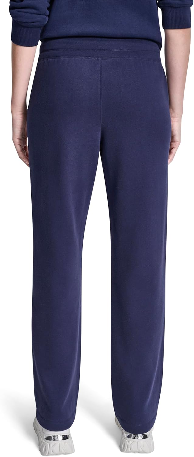 DKNY Womens Metallic Bubble Logo Wide Leg Fleece Sweatpants with Pockets - Image 3