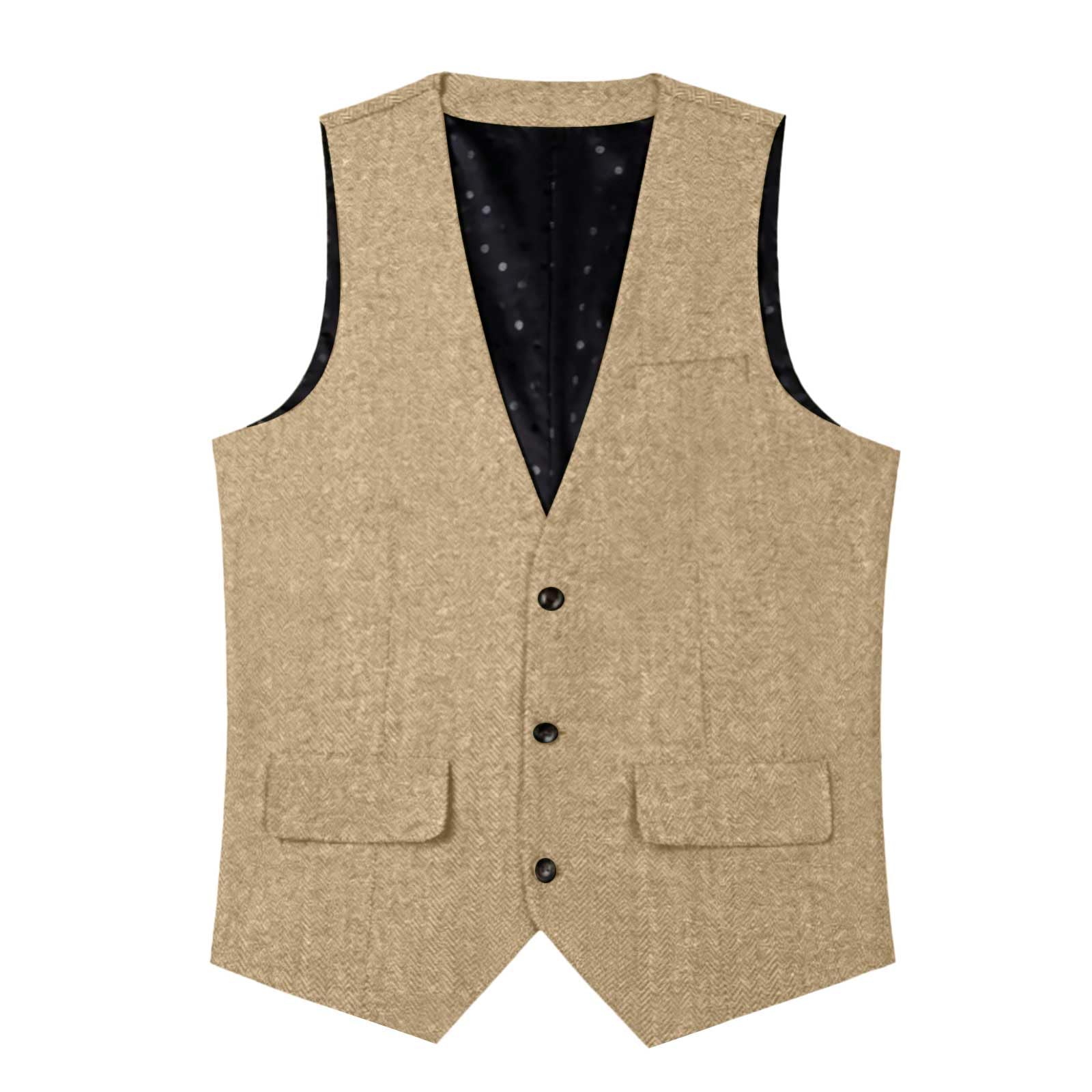Plus Size Waistcoat Mens Single Breasted Casual Big Tall Beer Festival, c-Beige - Image 5
