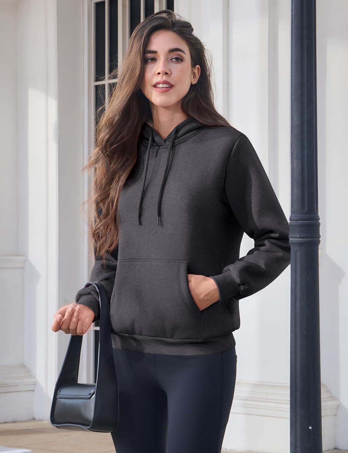 MAGCOMSEN Women's Hoodies Thick Fleece Lined Hooded Sweatshirt Warm Sherpa Lined Heavyweight Pullover with Pocket - Image 2