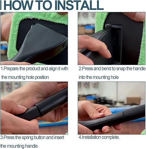 Miniatura 9 de Kit limpiador de ventanas de automóvil, herramienta de limpieza de parabrisas con mango largo extensible y 2 almohadillas de microfibra lavables