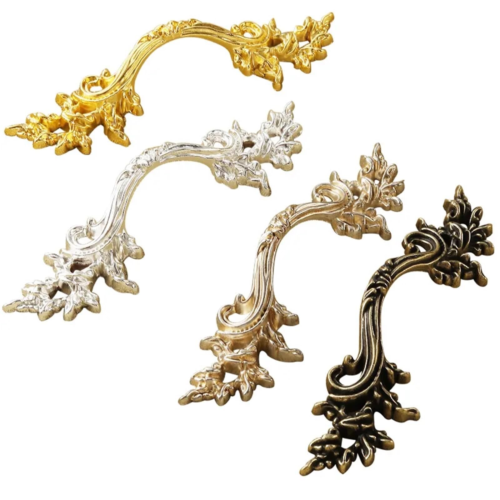 Kdhcvkz D 1Pcs European Antique Clothes Cabinet Oor Handle Golden Silver Carve Dressing Table Rawer Handle Zinc Alloy Furniture Hardware(D)