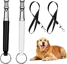 2 Pieces Dog Whistle High Frequency Quiet Professional Metal Ultrasonic Whistle for Pets, Adjustable Frequency with Lanyard and Keychain for Dogs for All Breeds