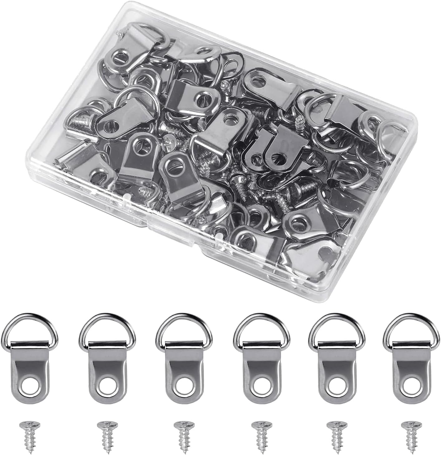 40 Pcs D Rings for Picture Hanging, D Ring Picture Hangers, Hangers Hooks Picture Frame Hooks