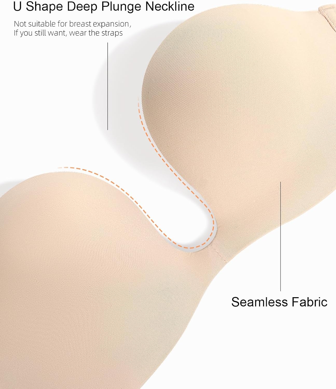 Strapless Push Up Bras for Women Deep Plunge Non Slip Padded Convertible Underwire Bra Low Cut Sexy U Shaped - Image 4