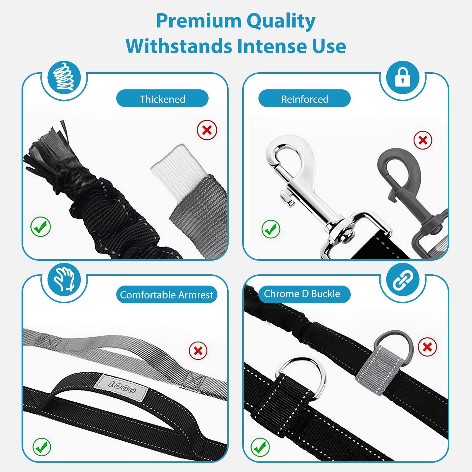 PETCUTE Laisse Mains Libres pour Chien, Ceinture Réglable de Laisse pour Chiens avec Sac de Ceinture,Couture Réfléchissante,Absorption de Choc, Idéal pour la Promenade et Le Jogging