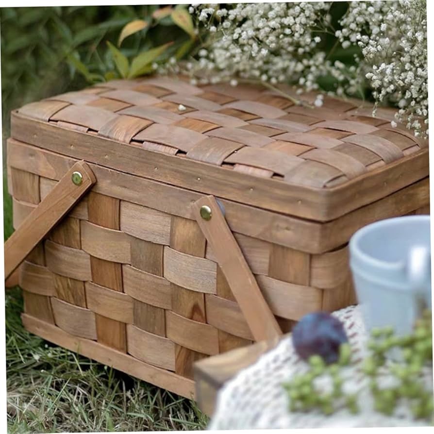 Amazon.com: Wooden Shopping Basket Vintage Picnic Basket