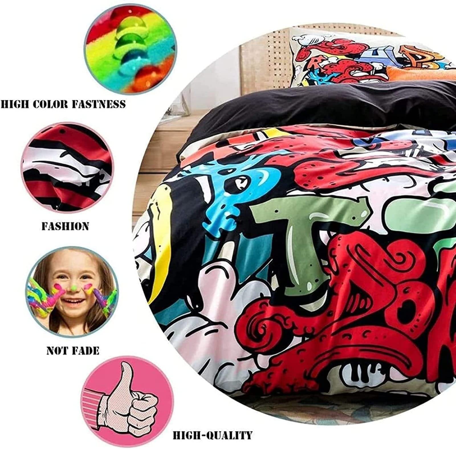 Sticker superb Dekbedovertrek Set 3D Dierlijke Haai Beddengoed Cover Set met Kussen Shams Zachte Ademend Quilt Cover Set 100% Polyester Microfiber (Haai 2, 200x200cm