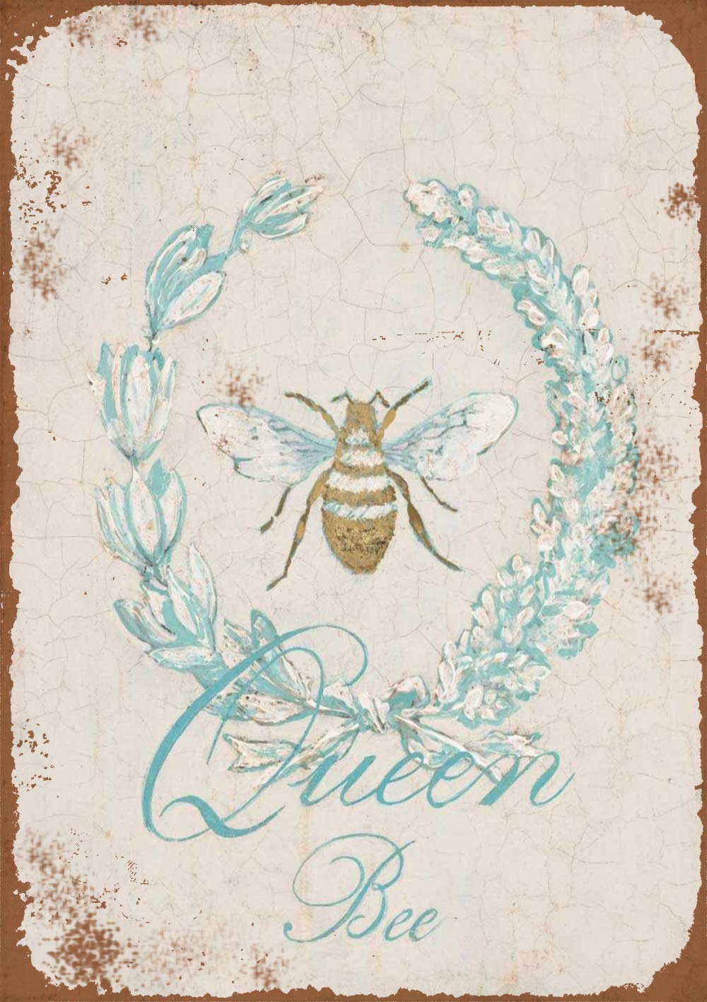 Queen Bee Tin Sign Vintage Look 8x12 inches Bar Wine Cellar Cafe Laundry Room Basement Decor Metal Signs