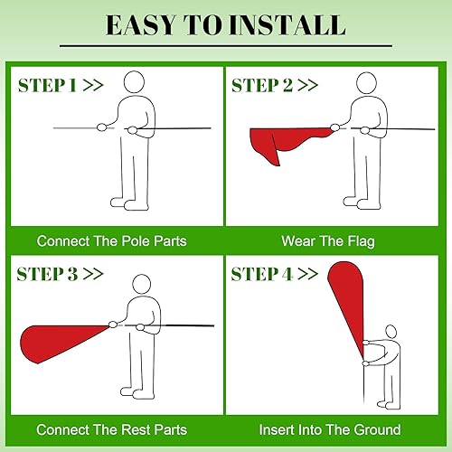 Miniatura 7 de Tatuo 3 juegos de asta de bandera de plumas con estaca para el suelo de 14 pies, kit de asta de bandera sin viento, poste de bandera de aluminio con