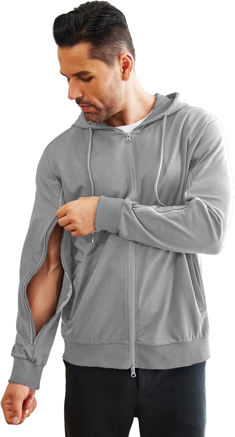 Deyeek Dialysis Sweatshirts with Arm Zipper Jacket Full-Zip Lightweight Hemodialysis Cotton Jacket with Pockets