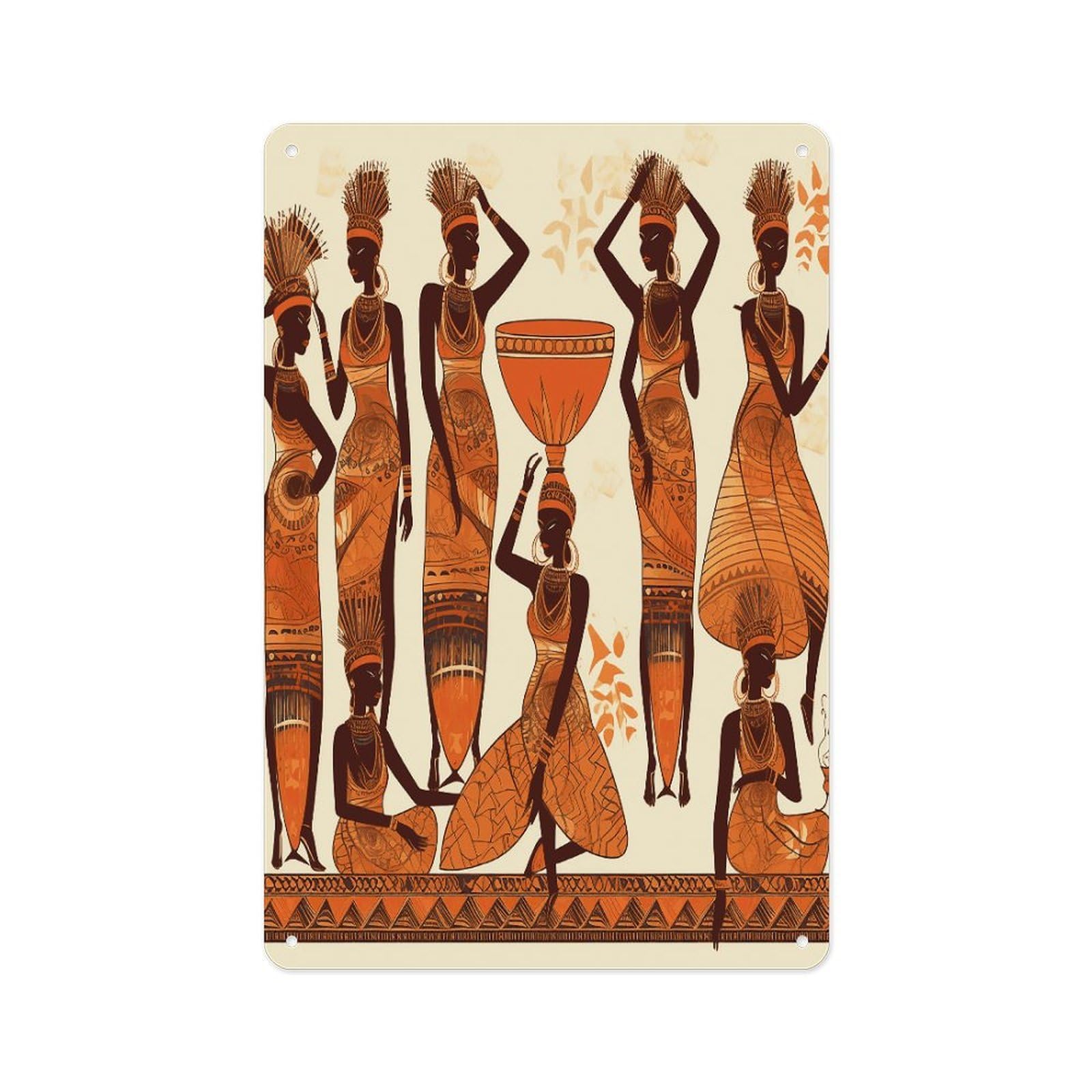 Fekiloot Style African Tribal Woman Wall Decor Metal Signs Tin Signs Poster
