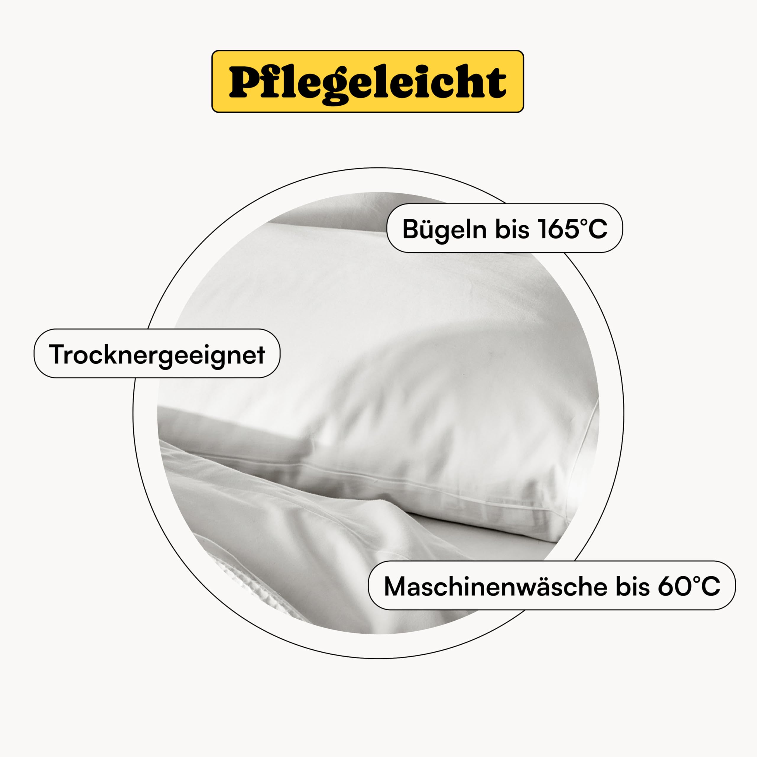 Mako Bettwäsche Satin 135x200 cm Weiß (Bio-Baumwolle) + 80x80 Kissenbezug| Aesthetic Einfarbig