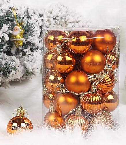 Miniatura 48 de YYCRAFT Adornos de bola de Navidad de 34 quilates de 1.2 pulgadas para árbol de Navidad, decoraciones de Navidad, ganchos inastillables incluidos