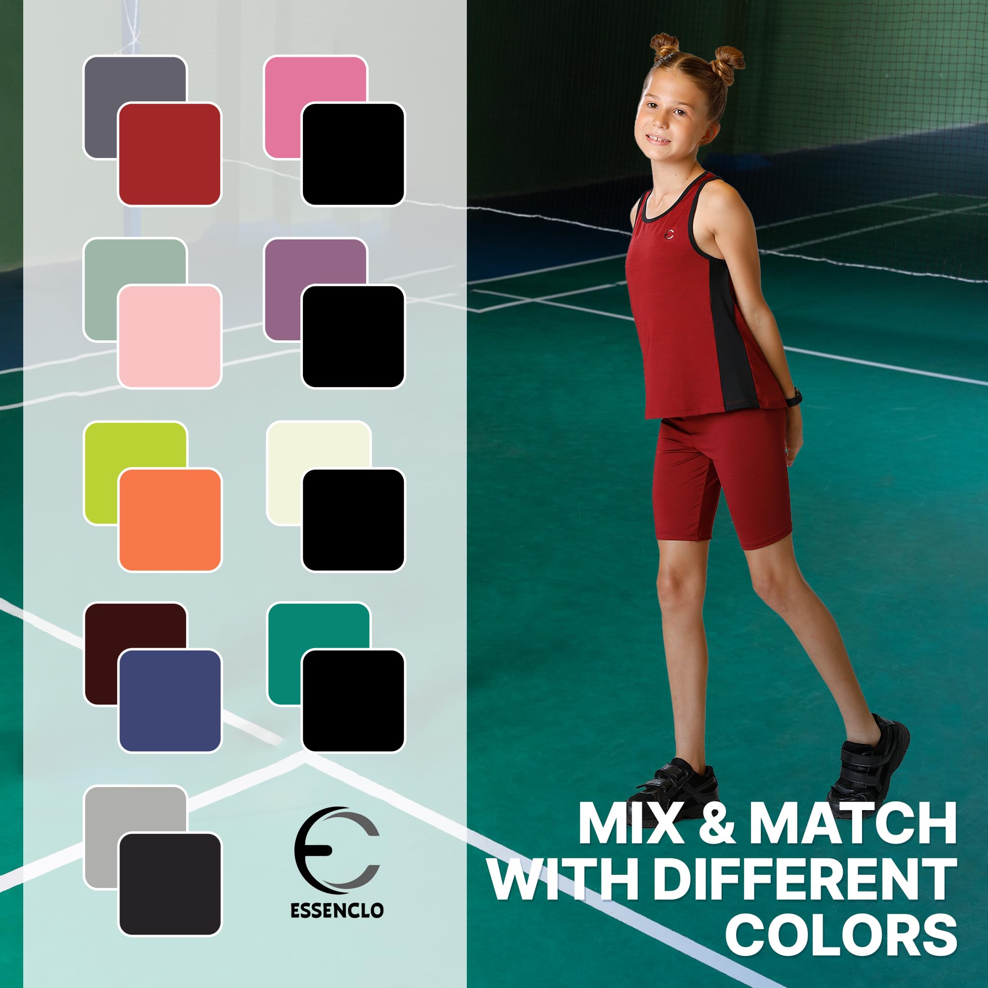 Camisetas sin mangas y pantalones cortos de verano para niñas, ropa deportiva atlética, ajuste holgado, conjuntos de ropa de moda para niñas, talla 3-16