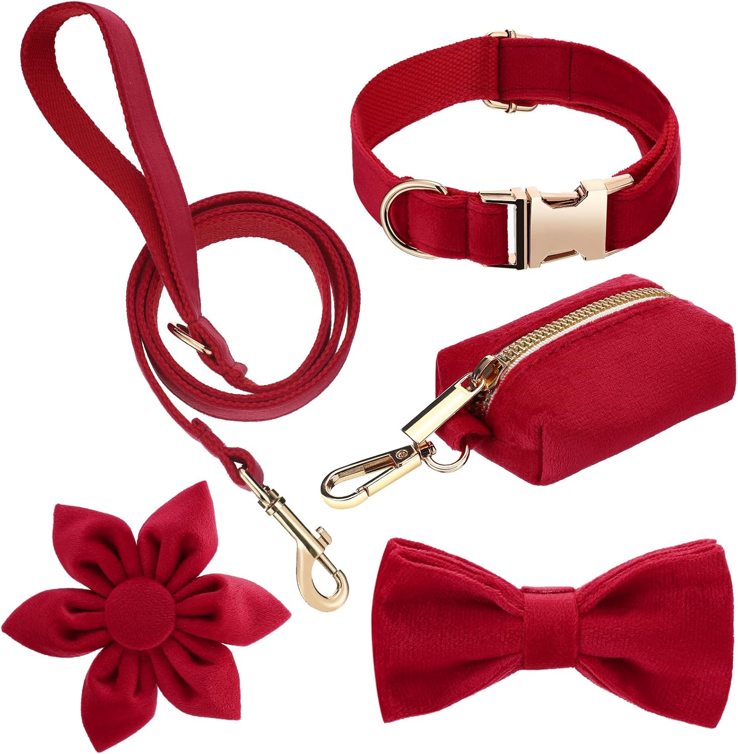 5 Pcs Dog Collar and Leash Set Combo Include 1 Adjustable