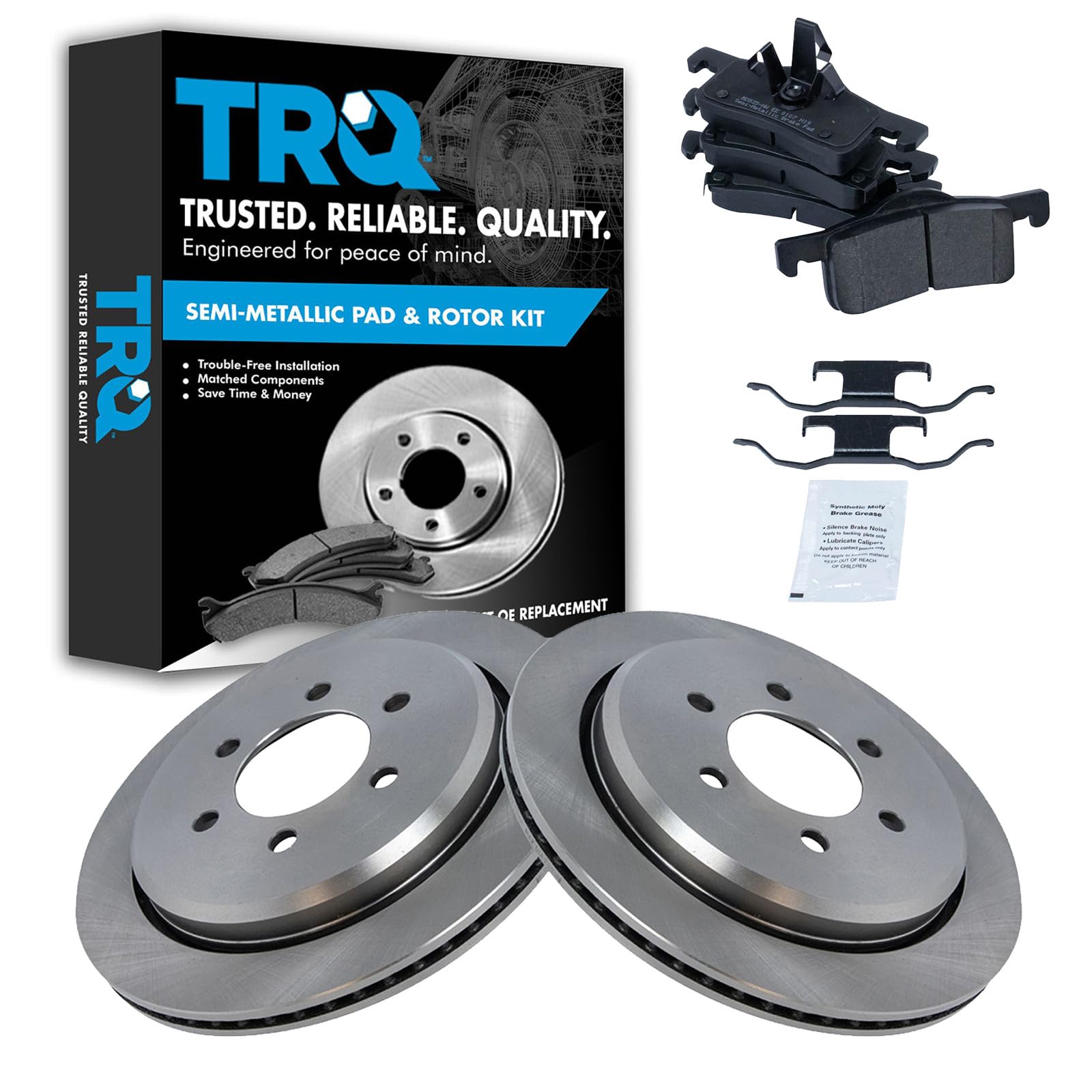 TRQ Rear Semi Metallic Brake Pad and Rotor Set