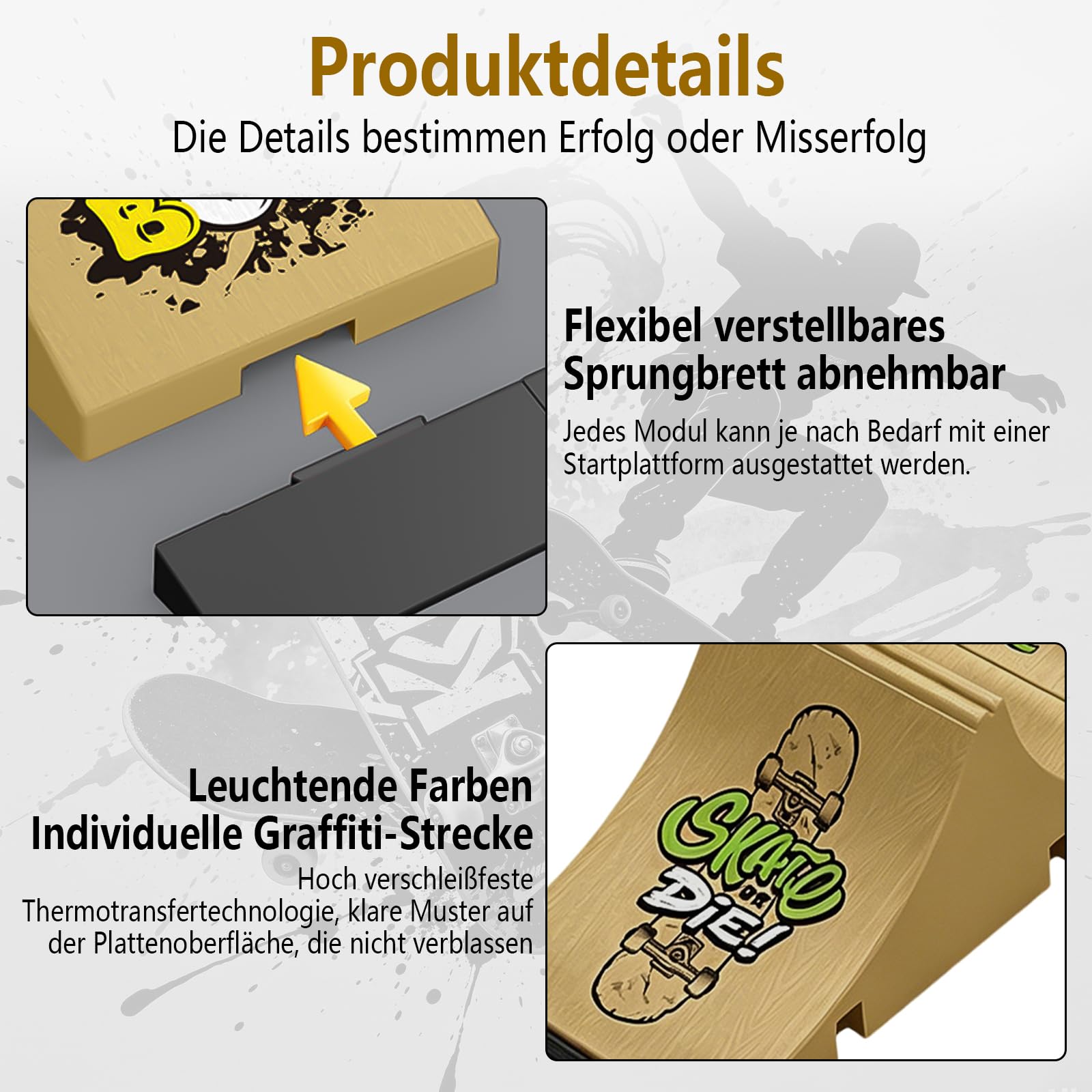 6-in-1-Finger Skateboard Park Set Enthält 6 Fingerboard Rampe Sowie 6 Mini-Finger-Skateboards und Eignet sich Ideal für Griffbrett-Liebhaber, als Kinderspielzeug oder als Übungsset für Anfänger