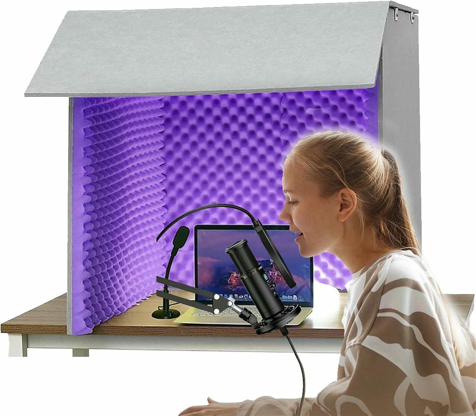 Cabine isolation de microphone cube 80x80cm portable pour enregistrement de musique de bureau