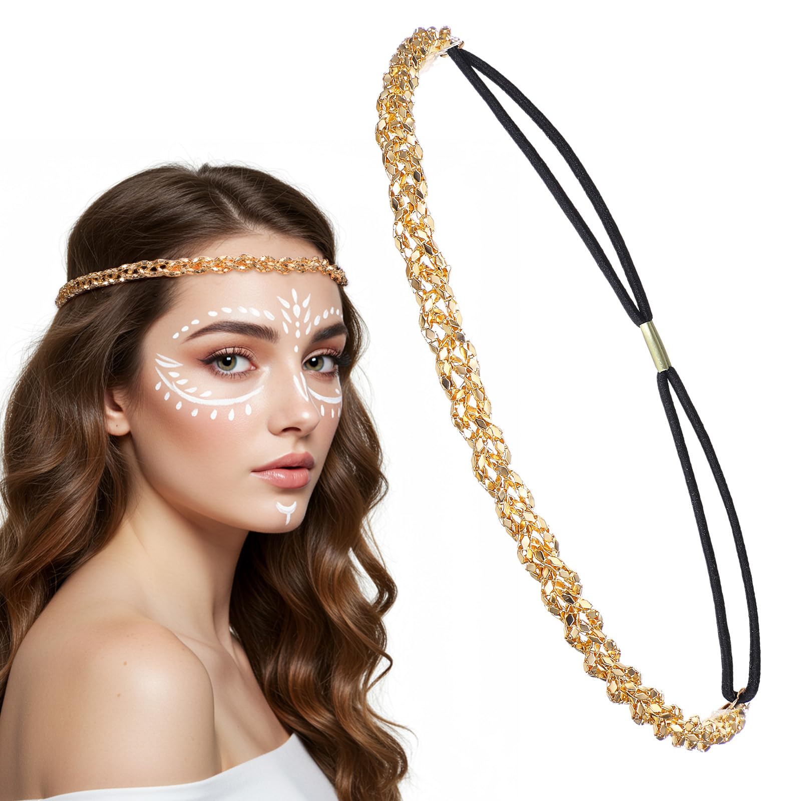 Gold and Black Clear Crystal Elegant Headband Hair Statement Fashion Accessories Crystal Head Chain - Etsy main image 2