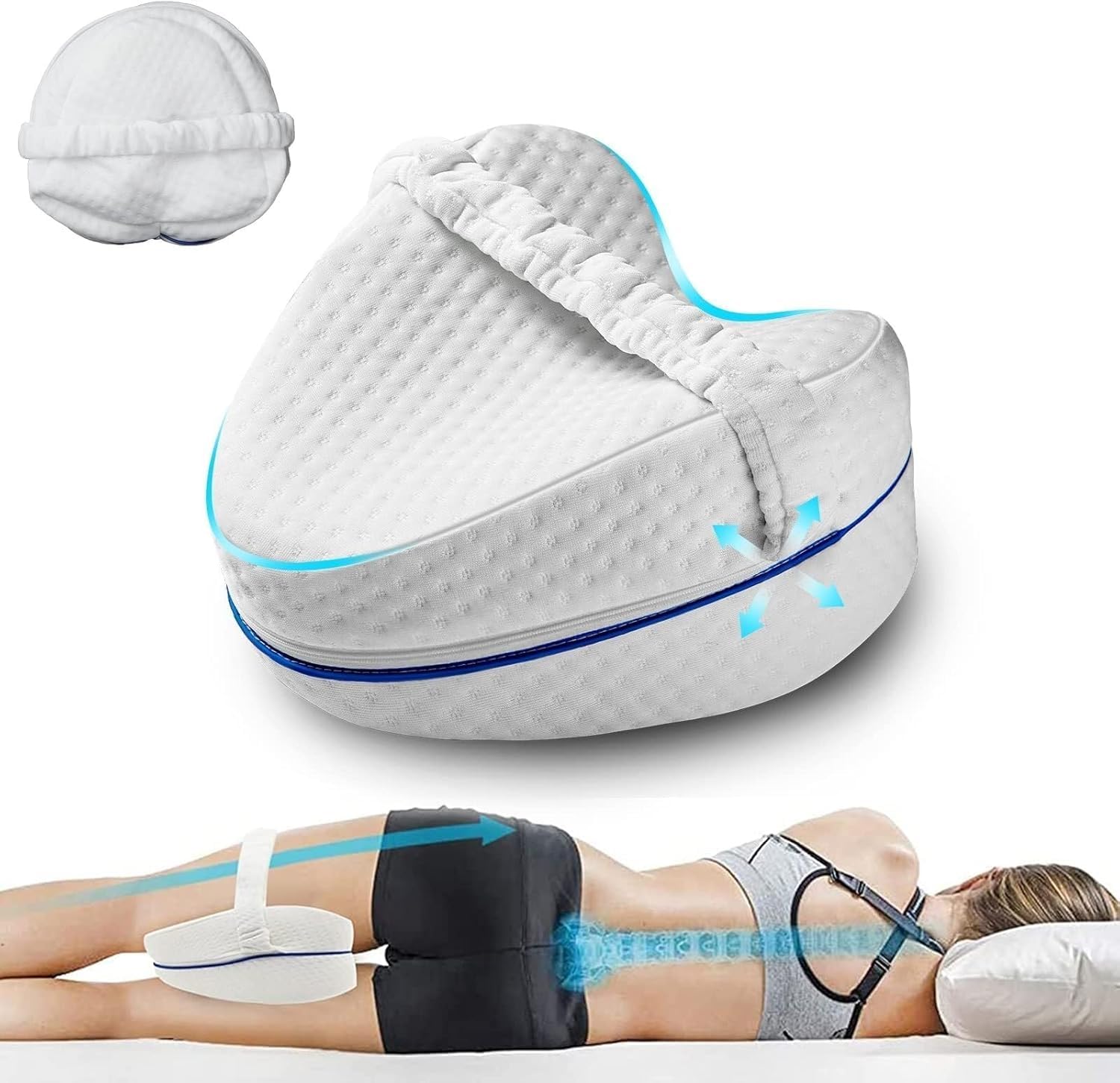 Leg Pillow, Additional Give Away Value Spare Pillowcase, Knee Pillow for Side Sleepers, Leg Pillows for Sleeping, Knee Cushion for Sleeping, Suitable for Relieving Leg, Back, Knee Pa, White, One Size