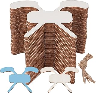 UNICRAFTALE 36Pcs Wood Hockey Stick Cutouts Unfinished Hockey Wood Cutouts Crafts with Rope Hanging Ornaments DIY Crafts for Painting Arts Home Party Decoration Pyrography