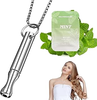 Adjustable Breathing Necklace to Stop Smoking,Anxiety Mindfulness Pendant- Stainless Steel Sensory Fidget Quit Vapingtools Jewelry for Focus & Calm with Refillable Mint Pods Stop Smoking