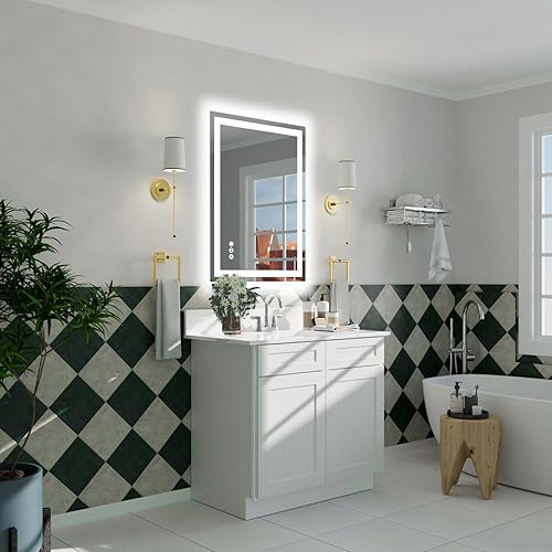 Miniatura 8 de Espejo de baño LED de 32 x 24 pulgadas con luces, regulable, luces dobles, retroiluminado + luz frontal, espejo LED de 3 colores para baño, espejo