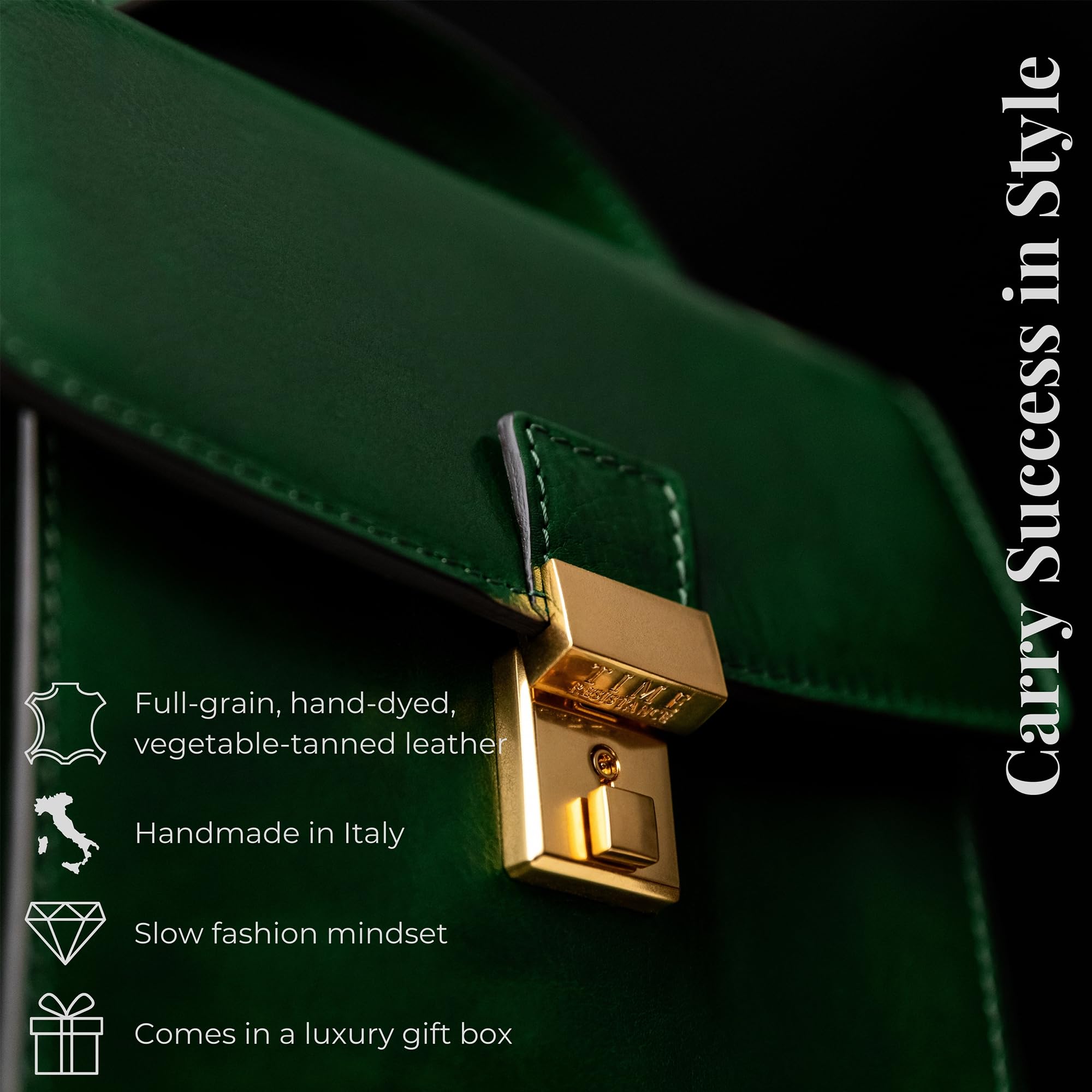 Time Resistance Leder Aktentasche - Leder Tasche Handgefertigt in Italien - Arbeitstasche mit Schultergurt - Kleine Businesstasche - Umhängetasche