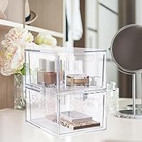 Vista 2 de Tvoip Stackable Makeup Organizer Storage Drawers, Acrylic Bathroom Organizers, Clear Plastic Storage Bins For Vanity, Undersink, Kitchen Cabinets