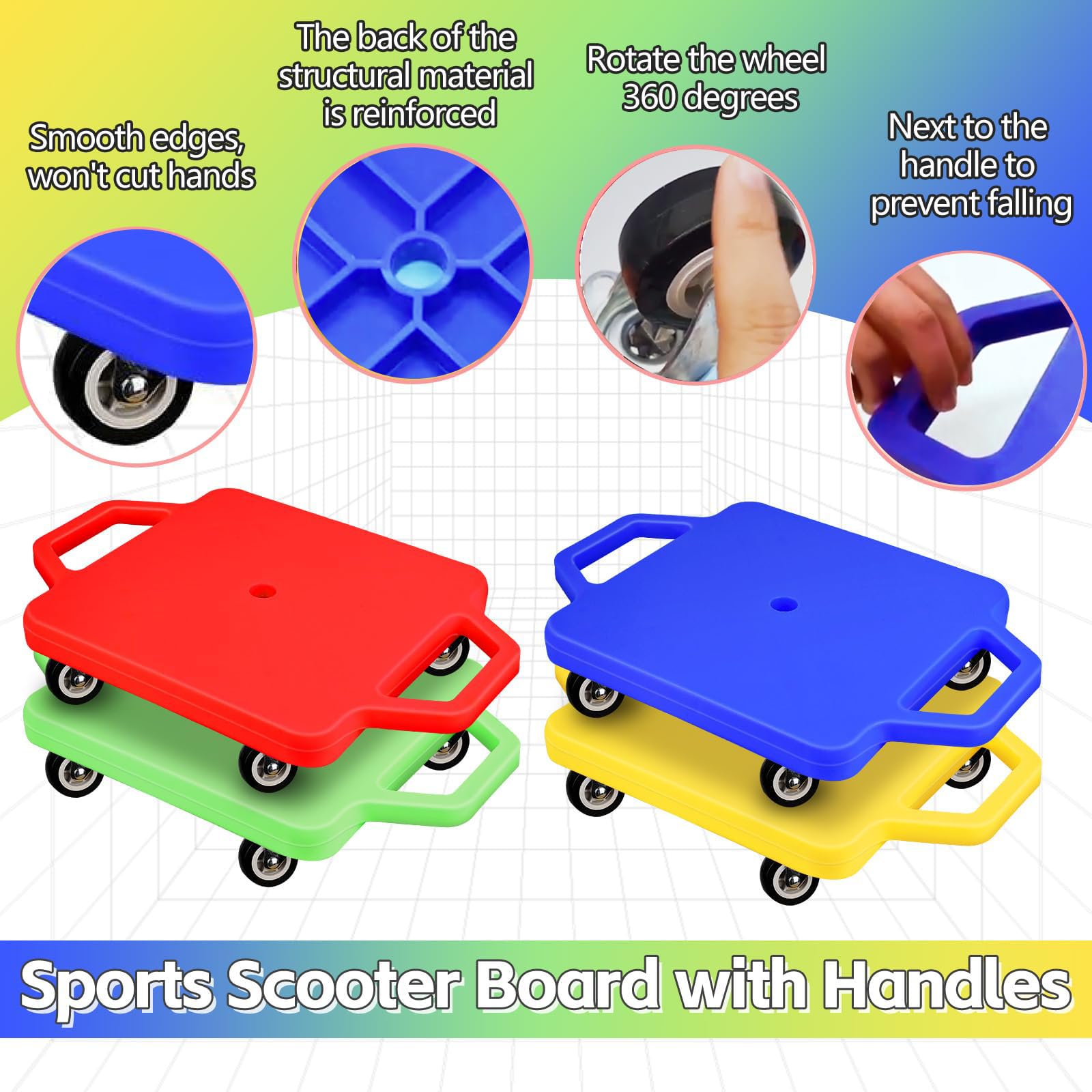 Amazon.com: 4 Pcs Sports Scooter Board with Handles for Kids Non