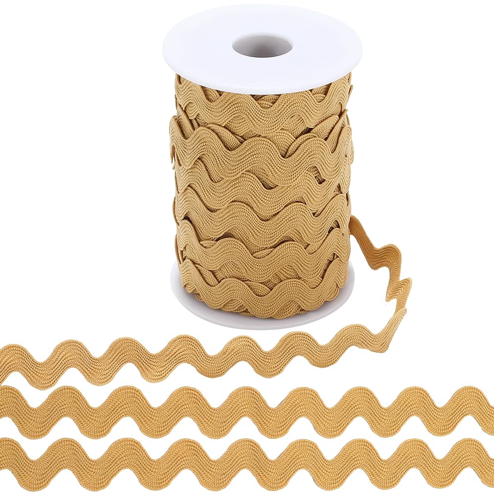 GORGECRAFT 25 Yards x 10mm Rick Rack Trim RIC Rac Ribbon Goldenrod Wave Bending Fringe Trim Zig Zag Lace Edging Braid Trimming Polyester Webbing Ribbons for DIY Sewing Crafts Bow Making Gift Wrapping โ image 1