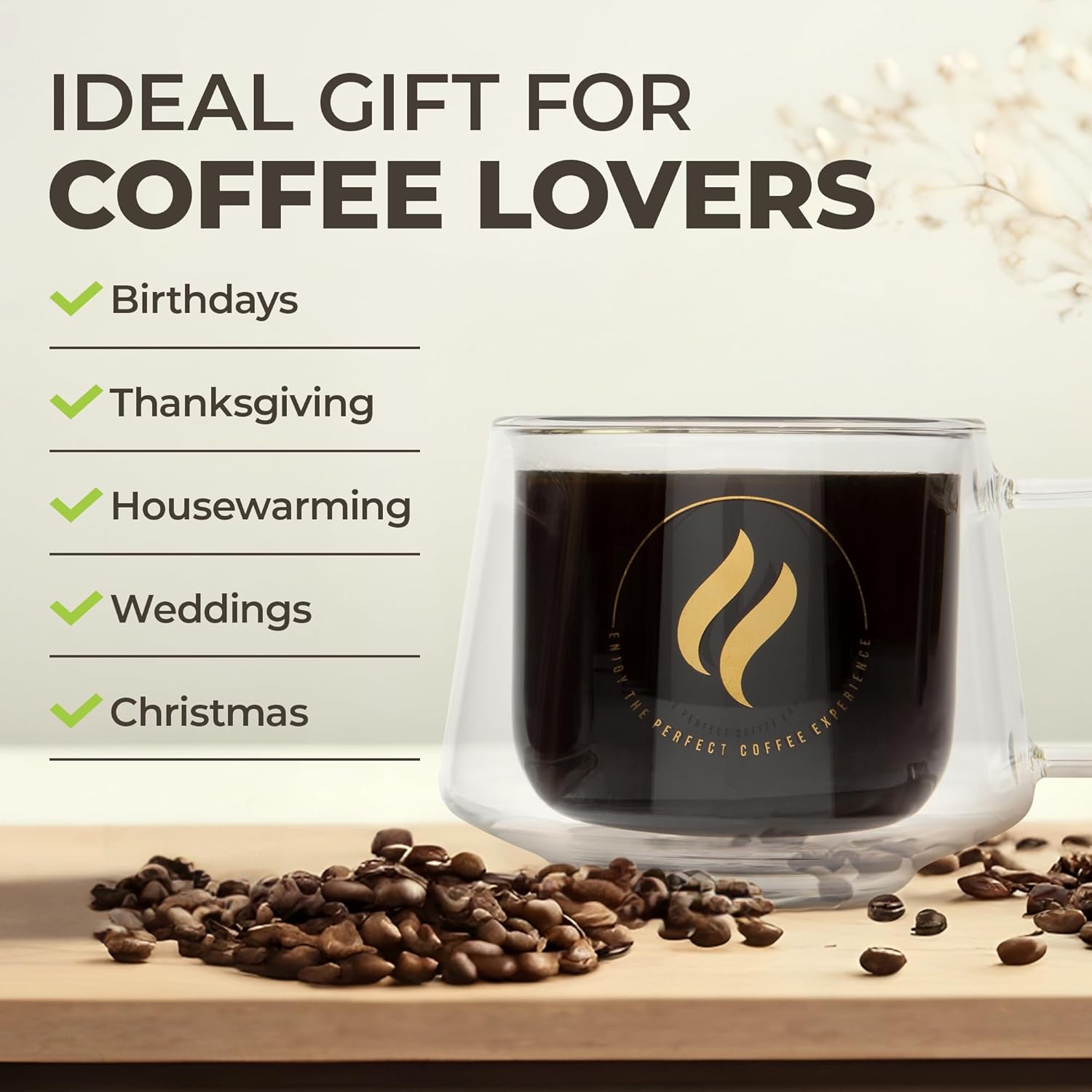 GLORAMA Double Walled Glass Coffee Mugs - 10oz Coffee Mugs for Tea, Espresso, & Cappuccino - Freezer & Microwave Safe Coffee Mugs Set of 2 - Image 5