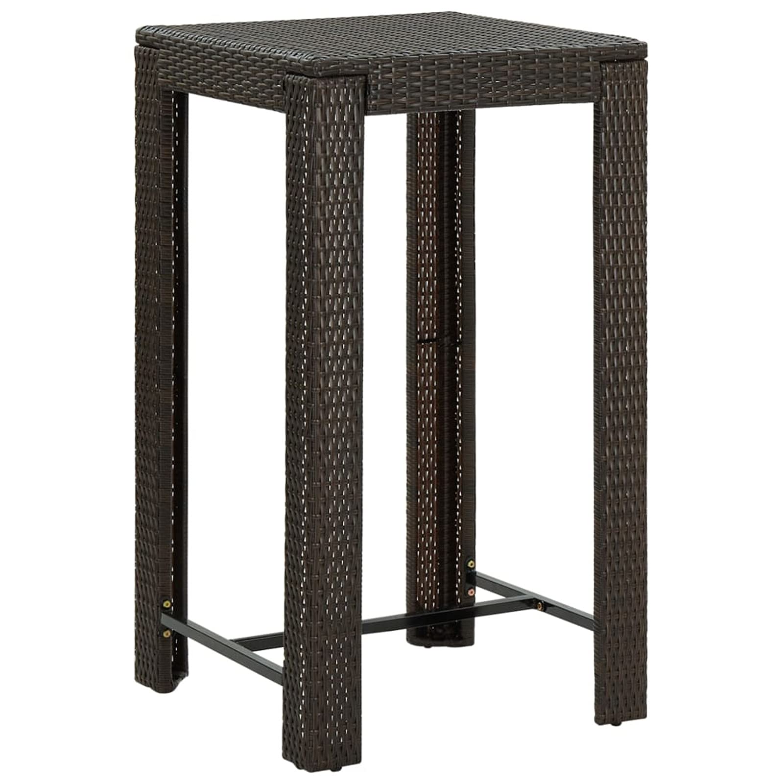 Gecheer 3 pz,Set da Bar,da Giardino Esterno in Polyrattan,con Cuscini,Set Tavolo e Sedie da Bar da Giardino,Set Tavolo e 2 Sgabelli da Bar da Esterno