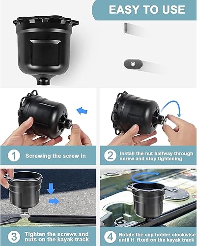 Miniatura 6 de Portavasos para kayak multifuncional, se adapta a botellas de agua, bebidas, herramienta de pesca, instalación de montaje en pista de kayak,