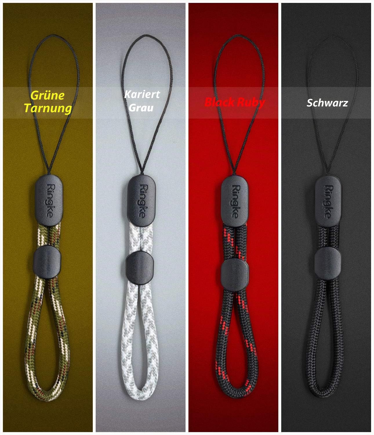 Ringke Finger Halter Fingerschlaufe [4 Stück] Kurze Handschlaufe Kompatibel mit Smartphone, Handy, Handyhülle, Schlüssel, Kamera und Mehr