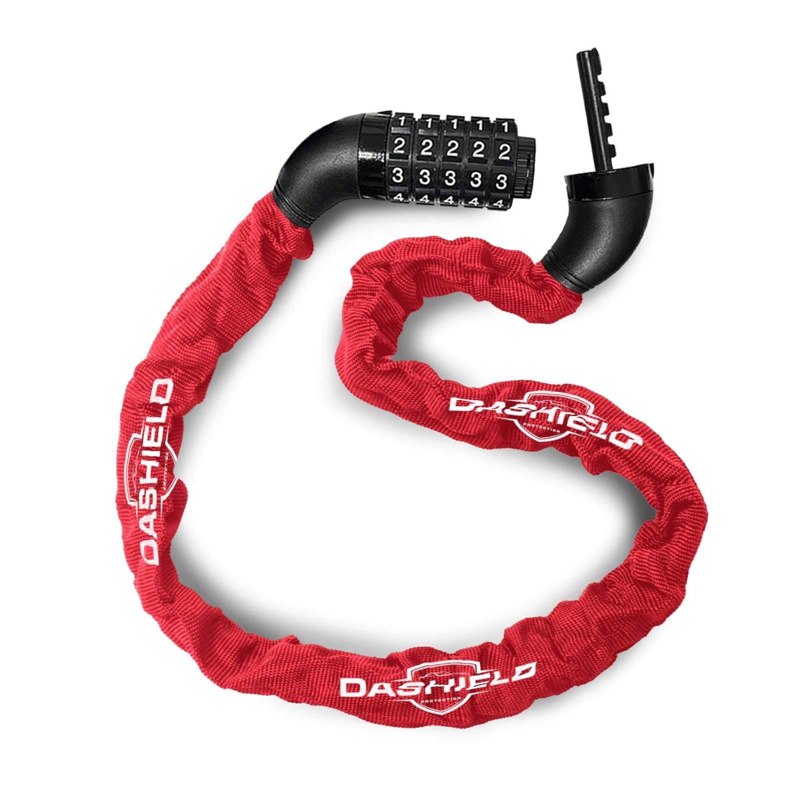 DaShield Bike Chain Lock Security 5 Digit Resettable Combination, 38.6 inches Heavy Duty Anti Theft Lock Chain for Bicycle, Motocycle, Scooter, Gate, Fence (Red, 3.2ft)