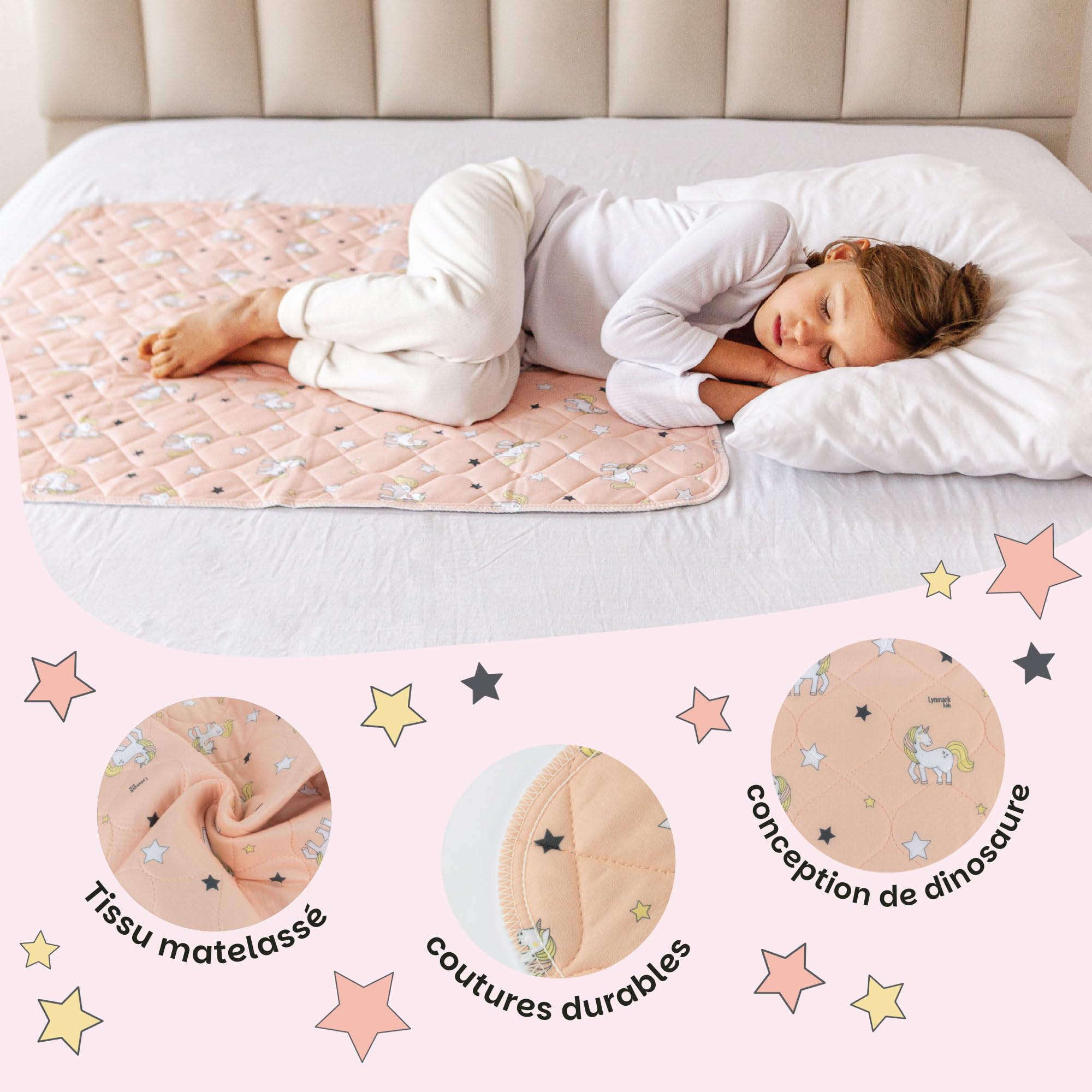 Lynmark® Alaise pour Matelas, Protège Matelas Imperméable pour Apprentissage de la Propreté, Couvre et Protège-Matelas Lavable pour Lit d’Enfant et Lit 1 Personne, Motif Licorne