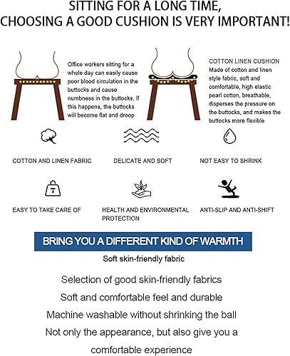 Miniatura 5 de Cojines para sillas de comedor, paquete de 6 unidades, en forma de U, pequeñas margaritas frescas, gruesas, estilo europeo, juego de cocina con