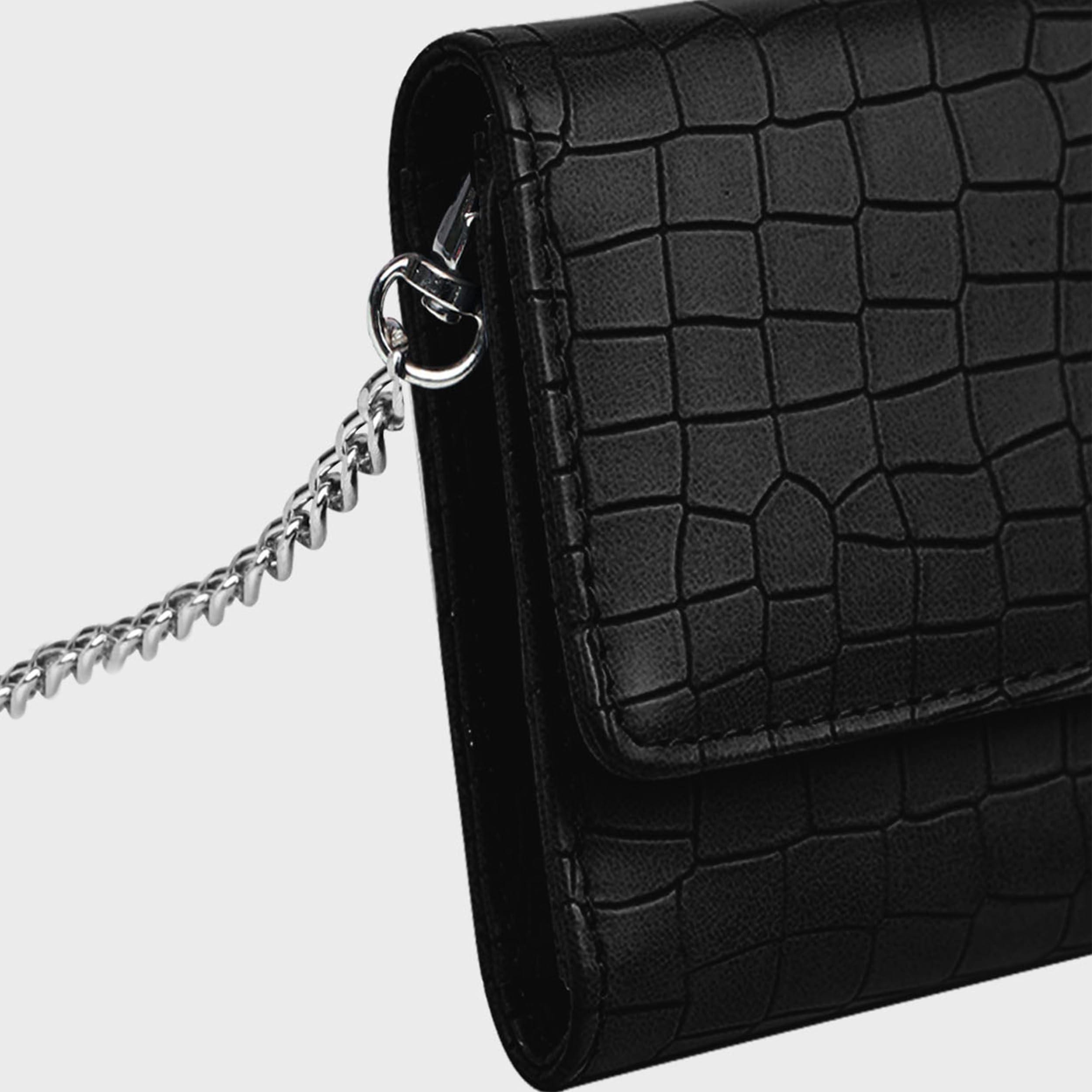 The Wallet Store Croco Design Sling Bag - Black