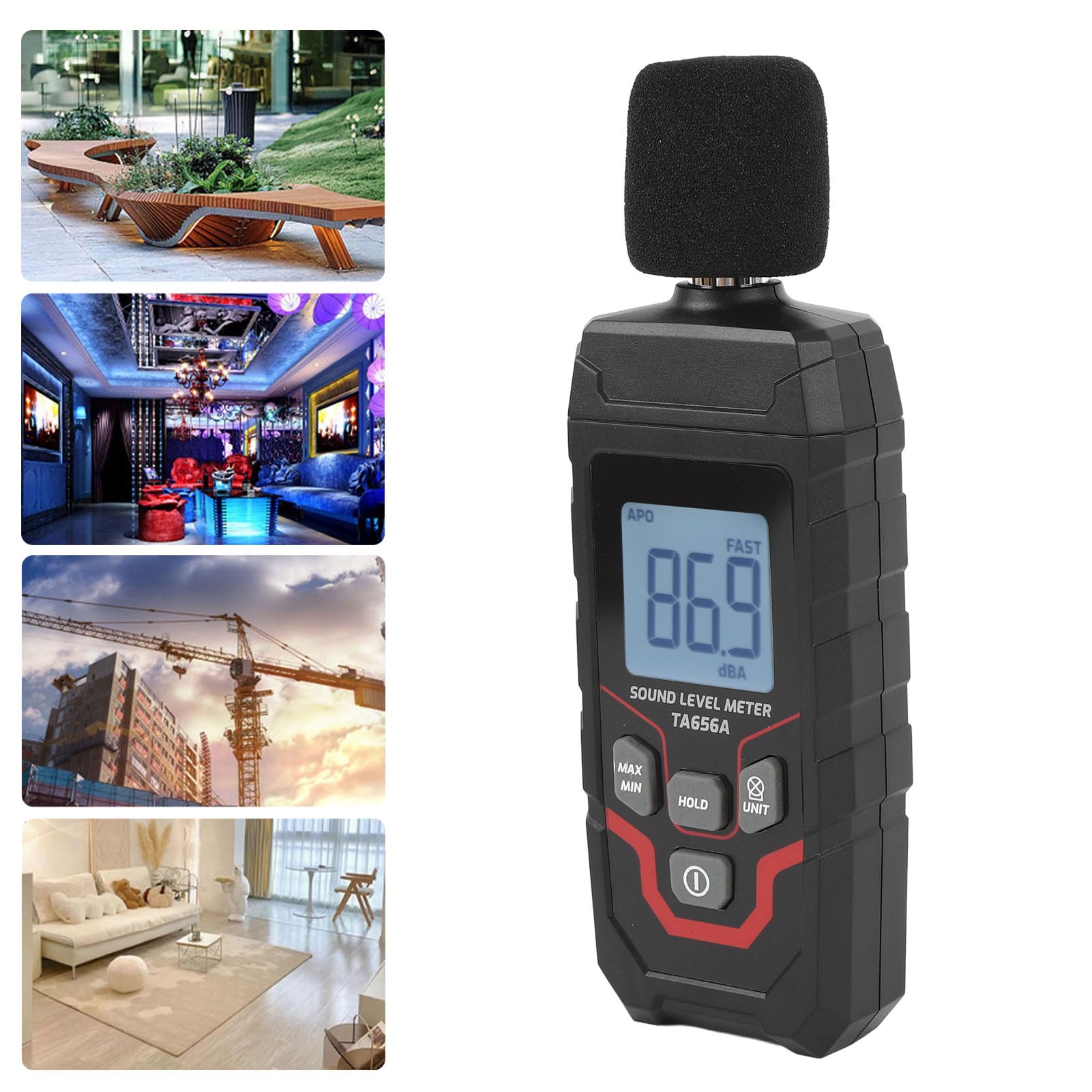 Cyfrowy Miernik Decybeli, Przenośny Miernik Poziomu Dźwięku, Przenośny Miernik SPL od 30,0 do 130 DBA z Podświetlanym Ekranem LCD, Czytnik Decybeli Hałasu, Tester Dźwięku, Sprzęt