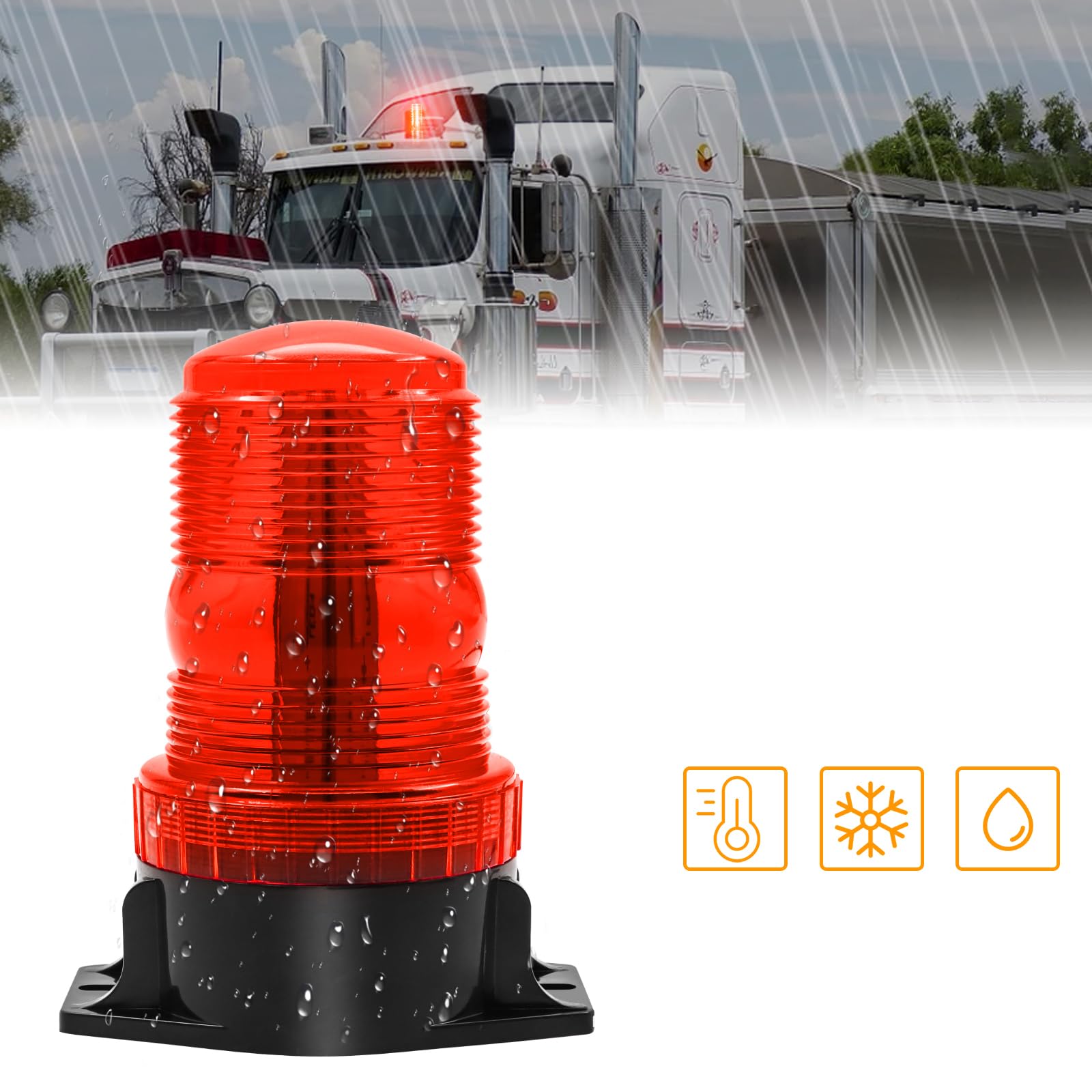 Biqing 1pcs gyrophare rouge pour chariot élévateur, 30 led girophare led vehicule 12v 24v pour camions, tracteurs, chariots élévateurs, utv, voitures, bus