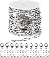 Vista 9 de YOUBEIYEE Cadenas de clip de acero inoxidable dorado de 16.4 pies para hacer joyas, collares, pulseras, tobilleras, cadena de eslabones soldados