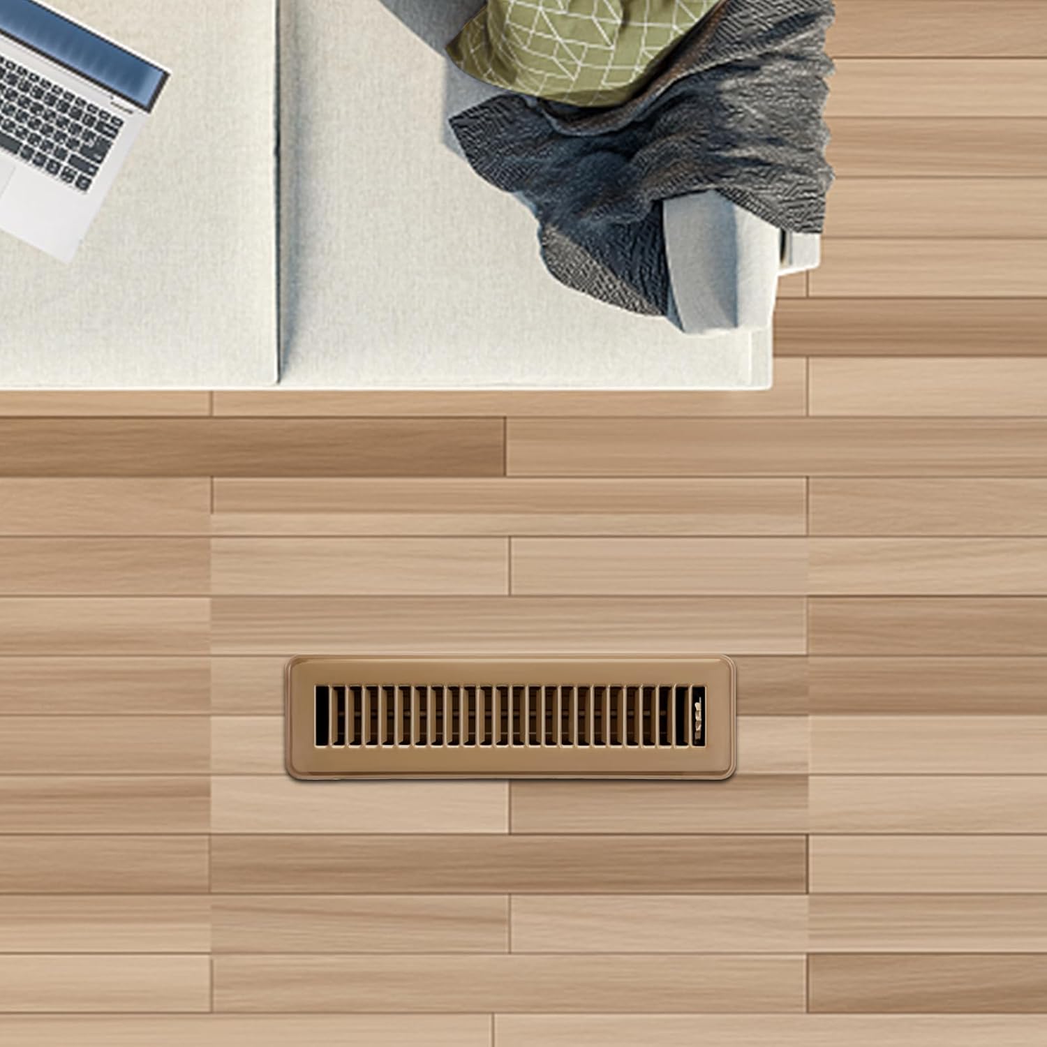 2x12 Heavy Duty Floor Registers, Rust Proof Finish Registers Grilles & Vents (6, Brown, 2x12 Inches)