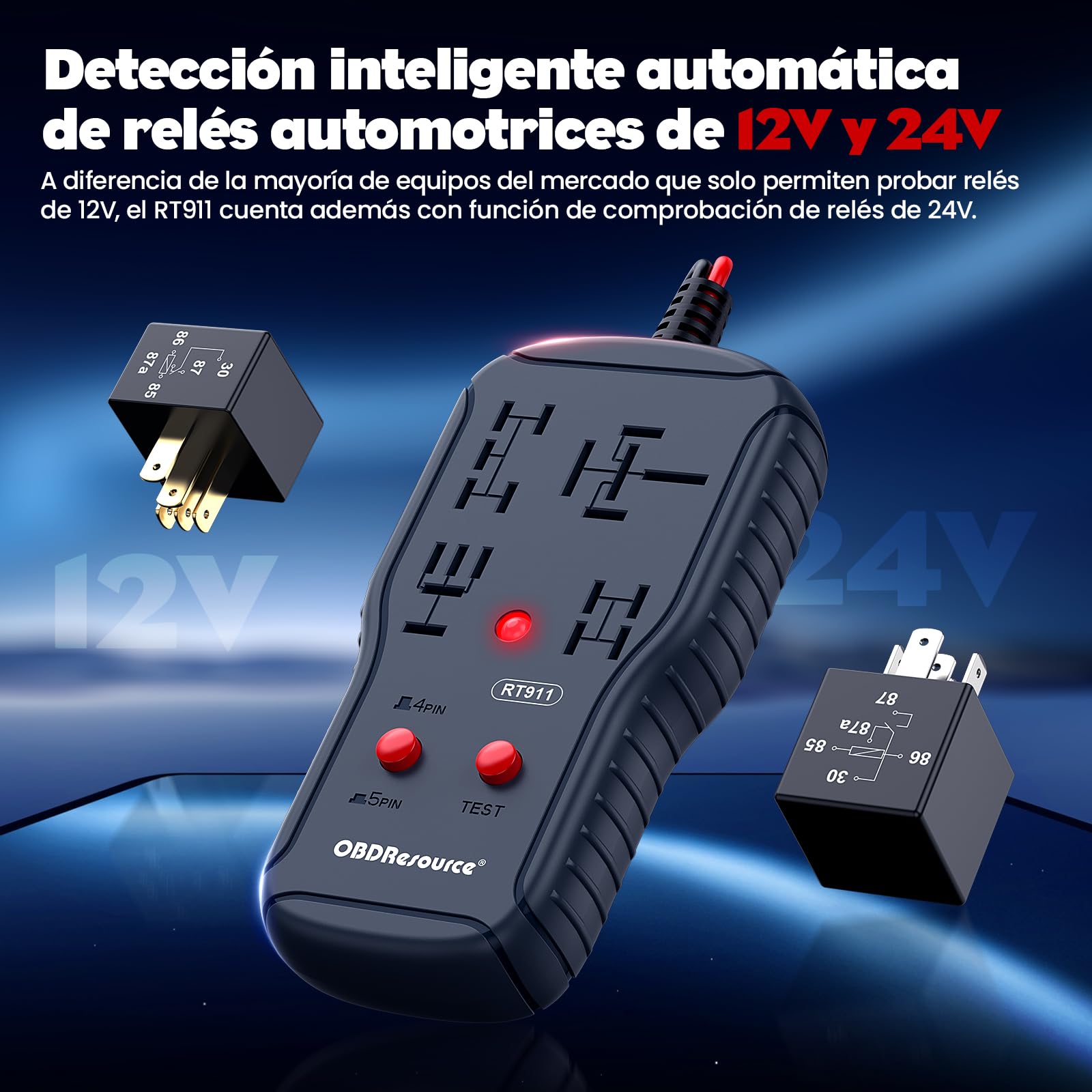 Testeur de relais, 12 V/24 V, outil de diagnostic de relais de voiture, testeur de relais, réparation automatique, outil de diagnostic de relais de voiture