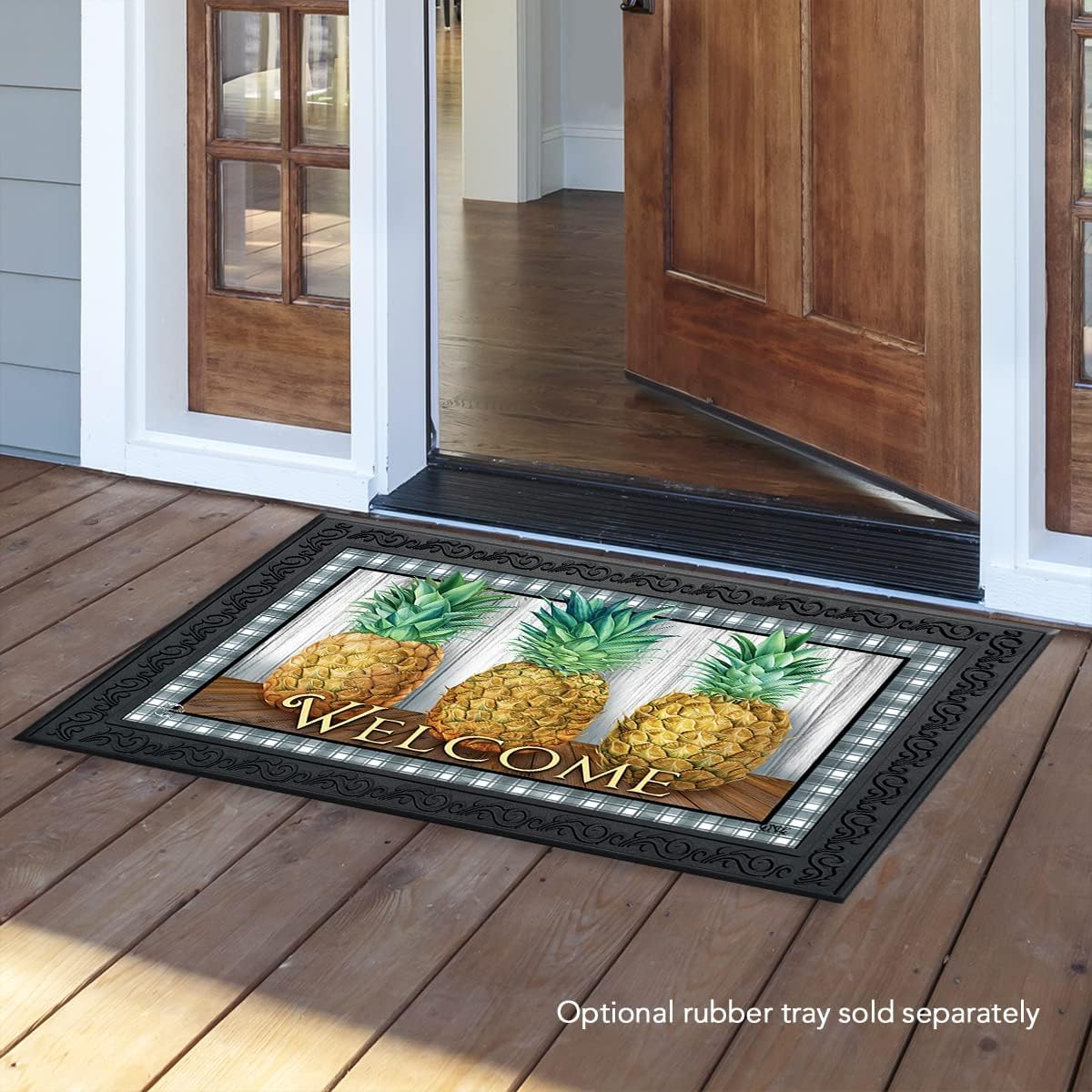 Briarwood Lane Checkered Pineapple Everyday Doormat Indoor Outdoor 30 x 18
